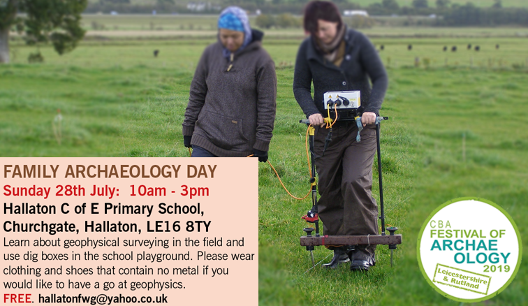 Visit #Hallaton C of E Primary School on July 28 to learn about #geophysical surveying, and discover artefacts using the fascinating 'dig boxes'. See image for detail.

#LeicsArchfest #Archaeology