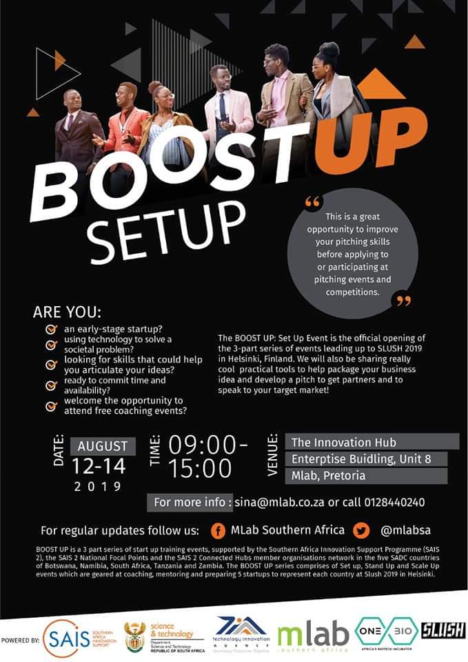 mlabsa's tweet photo. Are you an early stage start-up, using technology to solve social problems?
Don't miss the opportunity to Boost UP your business #BoostupSA #ConnectedHubs #mLabLimpopo #startups @dstgovza @LimpopoCon @ULvarsity https://t.co/MVeRnaNEeQ