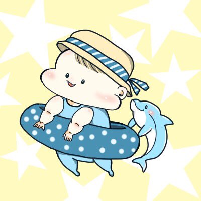 イラスト 赤ちゃん イルカさんに 手伝って貰って ちゃぷちゃぷ ぷかぷか ツムママのイラスト