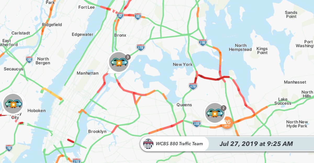 wcbs880traffic's tweet image. Starting to get busier out there on the roads! We have a crash on the FDR NB around 106 St and on the SB #CrossIsland adding to our troubles. 

This Traffic report is powered by Waze. Download Waze waze.com/ul?deep_link=m…