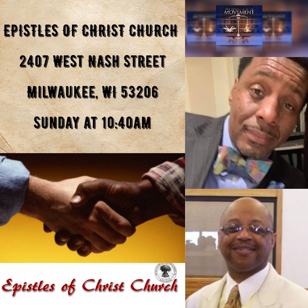 TRFMovement's tweet photo. THIS SUNDAY, JULY 28th, we will NOT be having service at 
THE REVIVING FAITH MOVEMENT. 

We will be fellowshipping at
EPISTLES OF CHRIST CHURCH 
2407 West Nash Street
Milwaukee, WI at 10:40am
with Pastor John M. Walton

#unity #fellowship #kingdomovereverything https://t.co/Lu3FkFUbGM