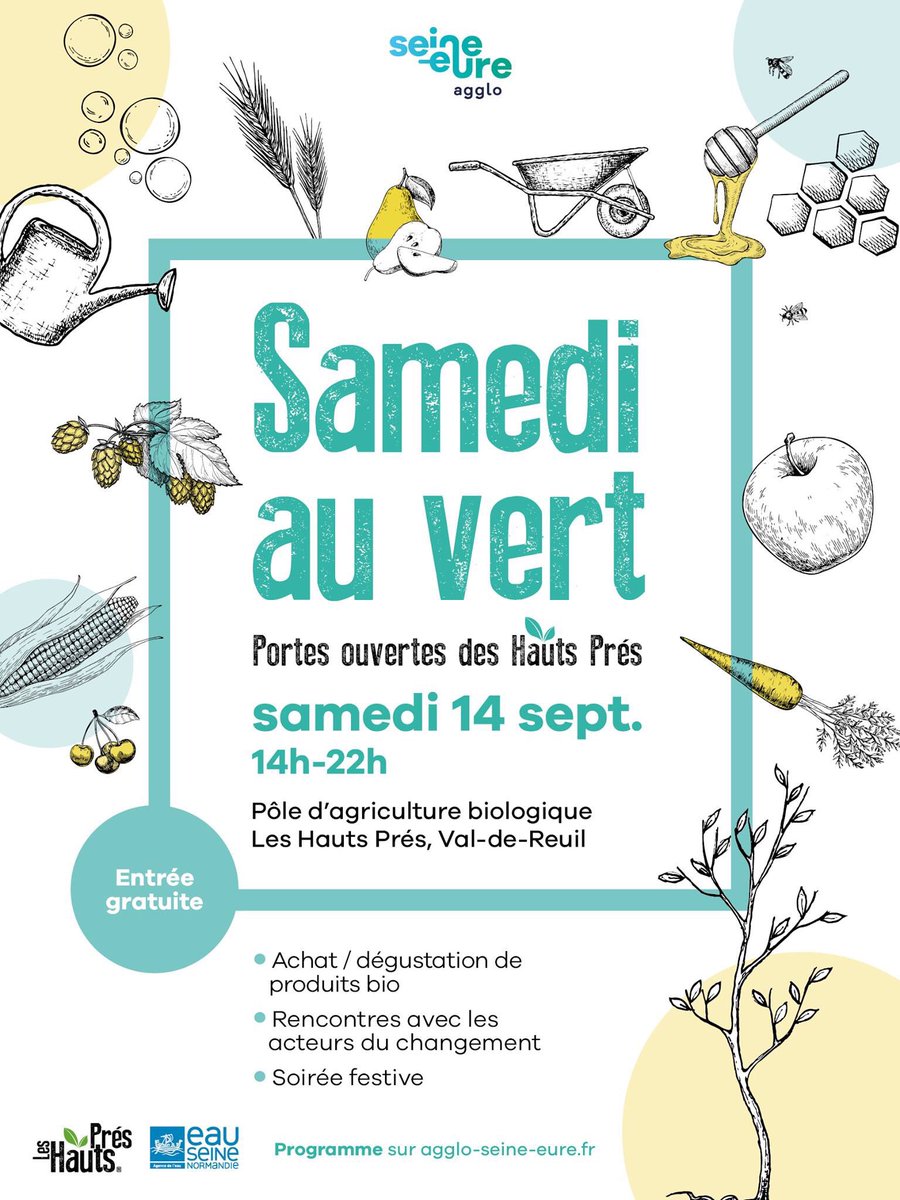 AggloSeineEure's tweet image. Samedi au Vert ??? C’est quoi? 
Une journée Portes ouvertes pour découvrir le pôle d’#agriculture #biologique des Hauts Prés !  🍎🥬🌽 Animations, dégustations et rencontres avec les acteurs du changement 👍
📅 Rdv le samedi 14 septembre de 14h à 22h
