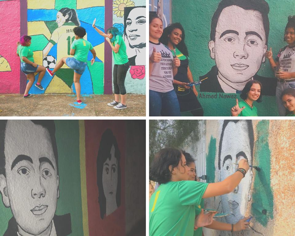 It's a great honour that schools in Brazil painted a portrait of @Ahmadnawazaps along with some Global activist on school walls, its a project started by Schools to motivate, aware and inspire young people.