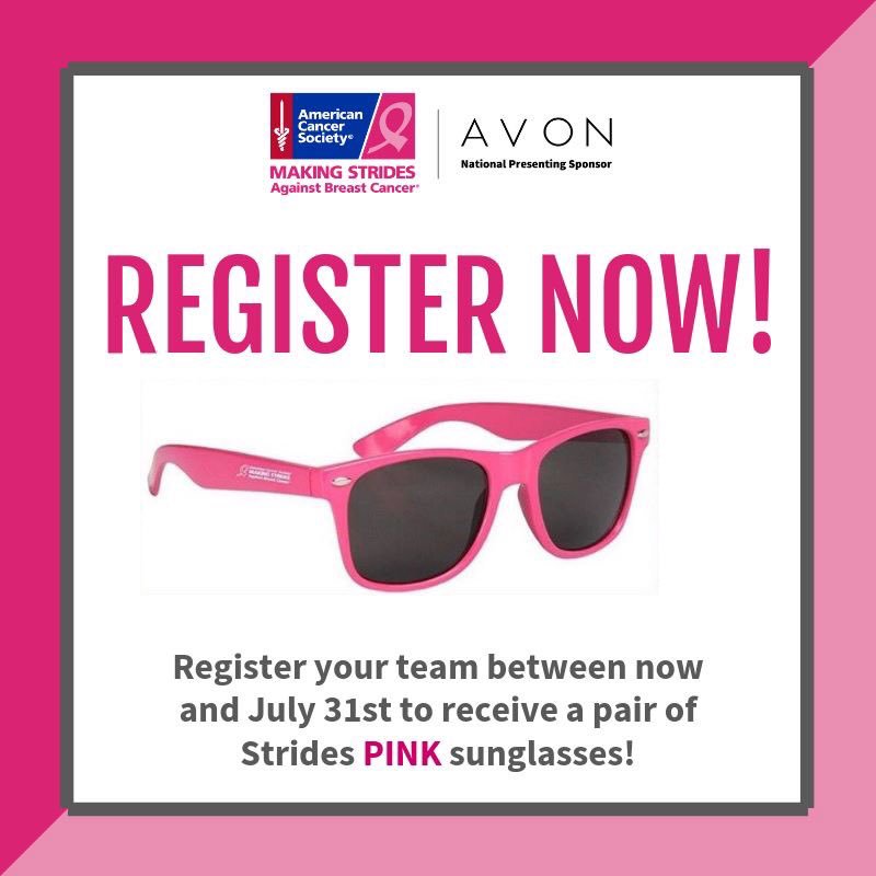 We've EXTENDED the deadline to register your #MemphisStrides team and to receive a pair of PINK Strides sunglasses! Sign up now before July 31st at MakingStridesWalk.org/MemphisTN!