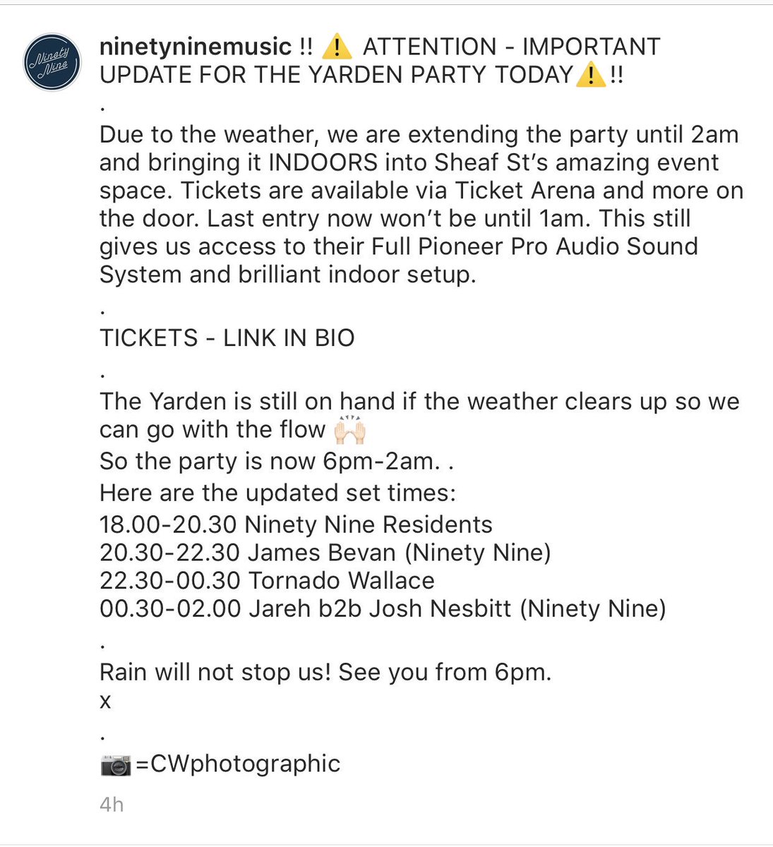 Important info for tonight’s Yarden Party!