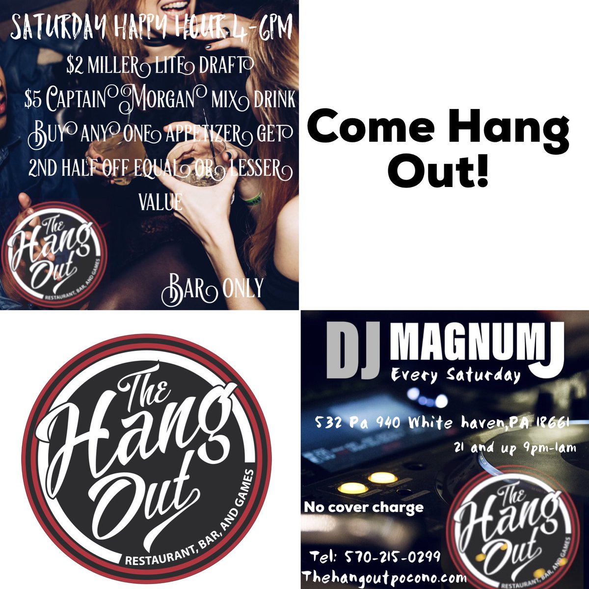 TheHangOut__'s tweet photo. #happyhour @DjMaGnUmJ  tonight at 9pm @ComfortInnPM  #raceweekend @poconoraceway https://t.co/d9DIobd9ju
