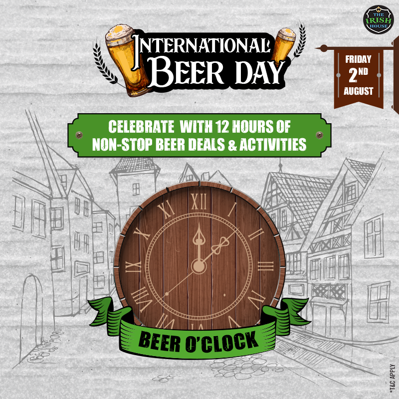 theirishhousein's tweet photo. It’s crazy how 12 glasses of water a day seem like an impossible feat., but when there’s 12 hours of exclusive beer deals, your eyes seem to light up! 😉🍻
See you at our insane celebration, this #InternationalBeerDay.
#IrishHouse #BeingIrish #BeerDay #AllThingsBeer https://t.co/z1RwzZ2N6G
