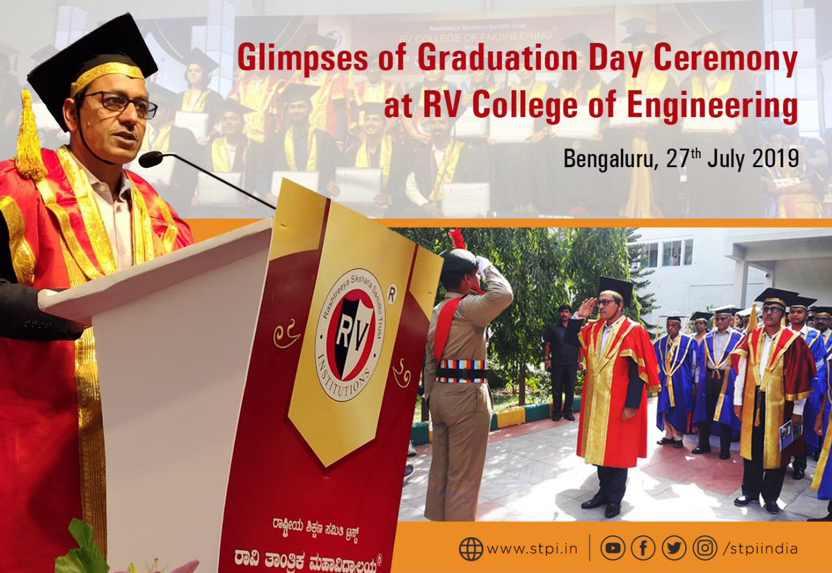 stpiindia's tweet photo. DG, #STPIINDIA, Dr. @Omkar_Raii as Chief Guest while addressing at the 9th #GraduationDayCeremony of RV College of Engineering inspired the graduating students to play a significant role in nation building by becoming successful tech entrepreneurs. @RVInstitutions https://t.co/Bd06J1hYYP