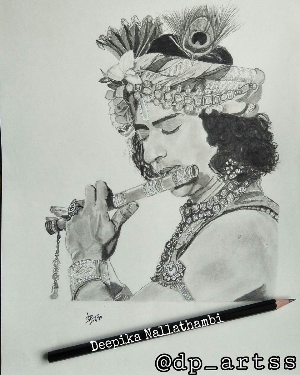 Beautiful Cute Krishna Drawing Pencil