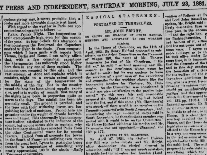 Harry_Hardrada's tweet photo. July 1881 - Temperatures hit 38.3C in North Hampshire, 37.7C in Salisbury down the road and 36.1C in Greenwich. It also appears to have been hot on the continent and over in the States. @bbcweather https://t.co/sa2IKaB2Q0