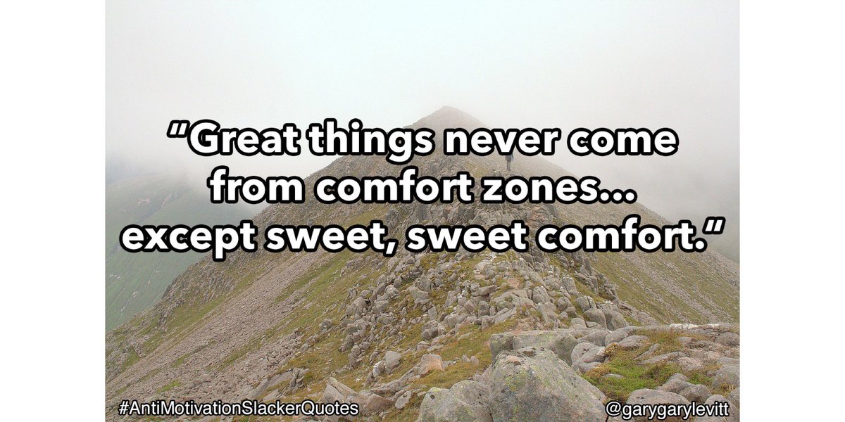 garygarylevitt's tweet image. Day 27: Still going!

“Great things never come from comfort zones… except sweet, sweet comfort.“

#AntiMotivationSlackerQuotes