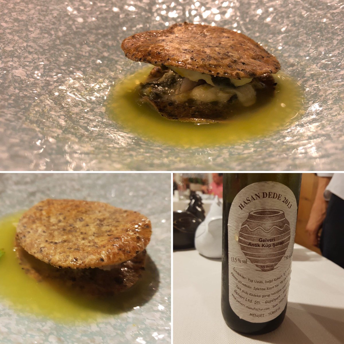 ristorhunter's tweet photo. Cialda alla canapa, porro, sarda affumicata, brodo di mela, levistico. In abbinamento “Hasan Dede 2013”.
Dalla Turchia un bianco con sentori di frutta tropicale, note terrose e minerali.
L’amore per l’accoglienza di Fabrizia Meroi e Roberto Brovedani.
#Food #turkishwine  #laite https://t.co/kuLNf3X9Dw