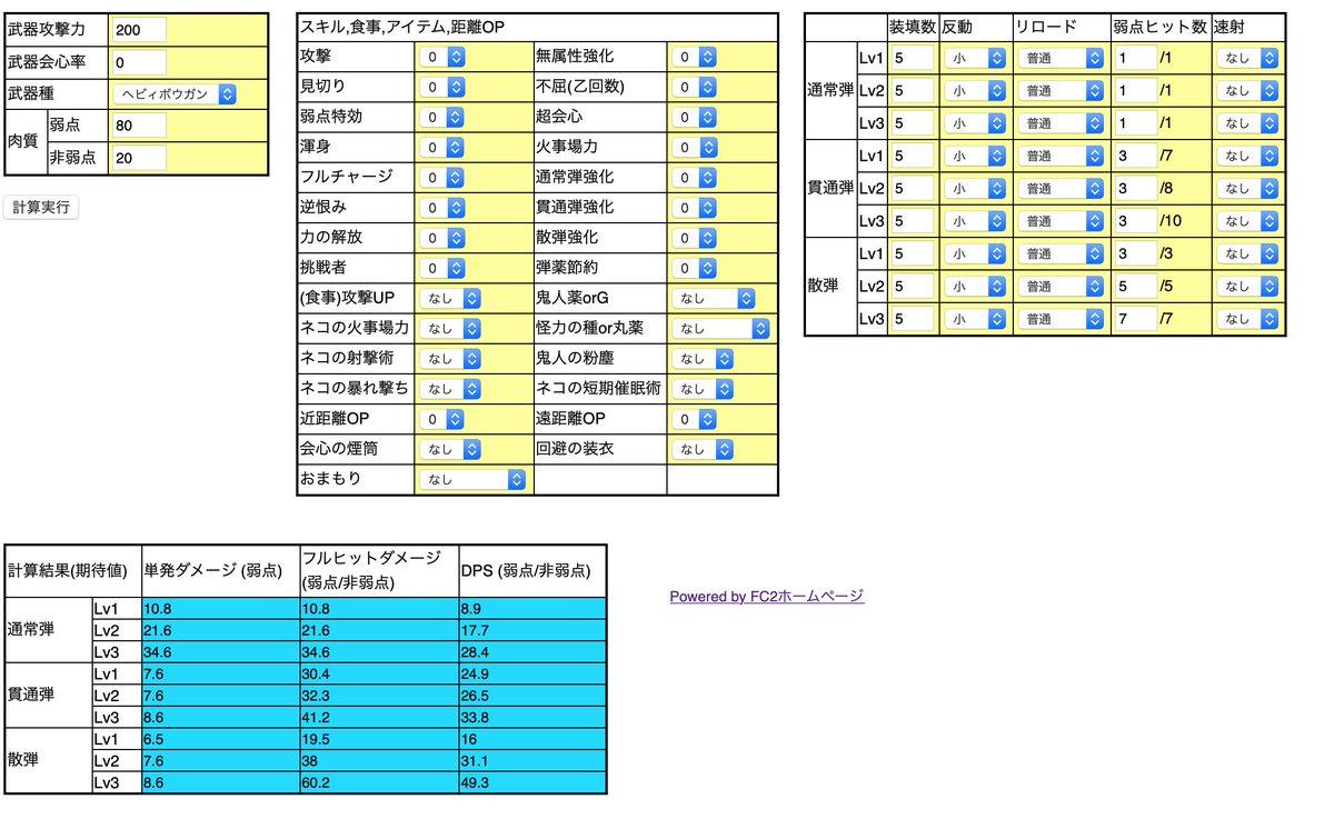 ねこいち ボウガン用dps計算機を作りました スキル アイテム 速射も含めたdps計算が簡単にできます ぜひスキルの組み立てにご活用ください T Co C91cwzfcay Mhw モンハンワールド Mhwアイスボーン T Co L4dwcl0lur