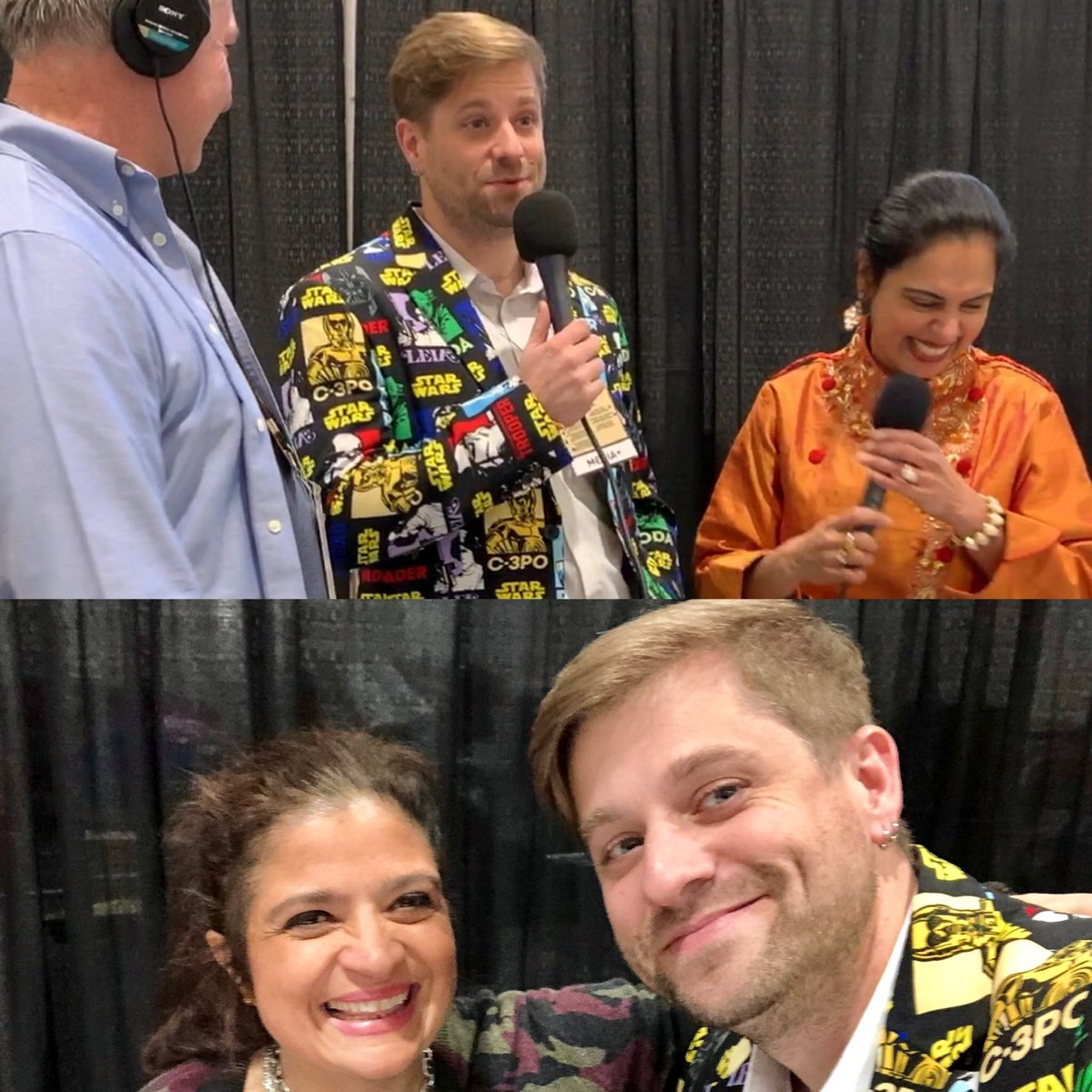 chefmarkconway's tweet photo. @FoodNetwork @guarnaschelli and @ManeetChauhan  stopped by and talked with the #familymeal #radio #podcast at the @MoheganSun #food and #wine festival. Listen now!  https://t.co/FJcYjBIHhq https://t.co/z5DUWeFBkY
