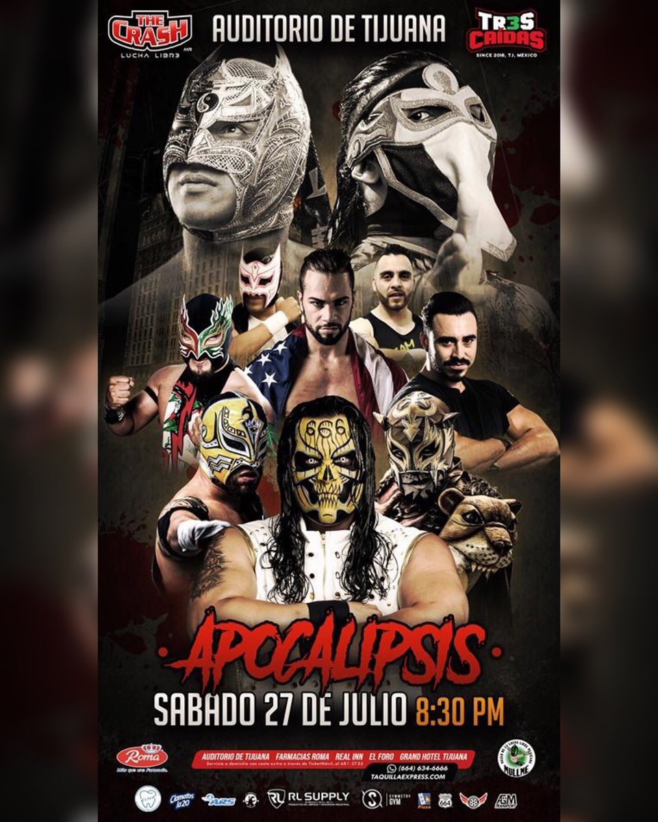LuchaCentralCom's tweet photo. Folks! Tres Caidas &amp; @TheCrashLuchas present the #Apocalipsis event, in which the Single Match between @dragonlee95 &amp; @bandidowrestler will take place. 🇲🇽

#LuchaCentral #Tr3sCaidasLuchaLibre #LuchaLibre #ProWrestling #プロレス 🤼‍♂️ 

➡️ https://t.co/wiyl0e9W0X 🌐 https://t.co/G2Cko5Oex5