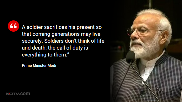 ndtv's tweet photo. “A soldier sacrifices his life for today and for the future": PM Modi at #KargilVijayDiwas commemorative event
Highlights: https://t.co/arsL6Hp49o
#20YearsOfKargil https://t.co/coQg4qq9nI