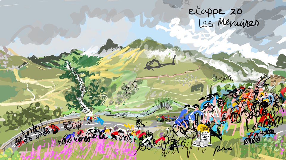 #LeTour #LeTour2019 Live ipad drawing from Les Menuires,6 km from top.