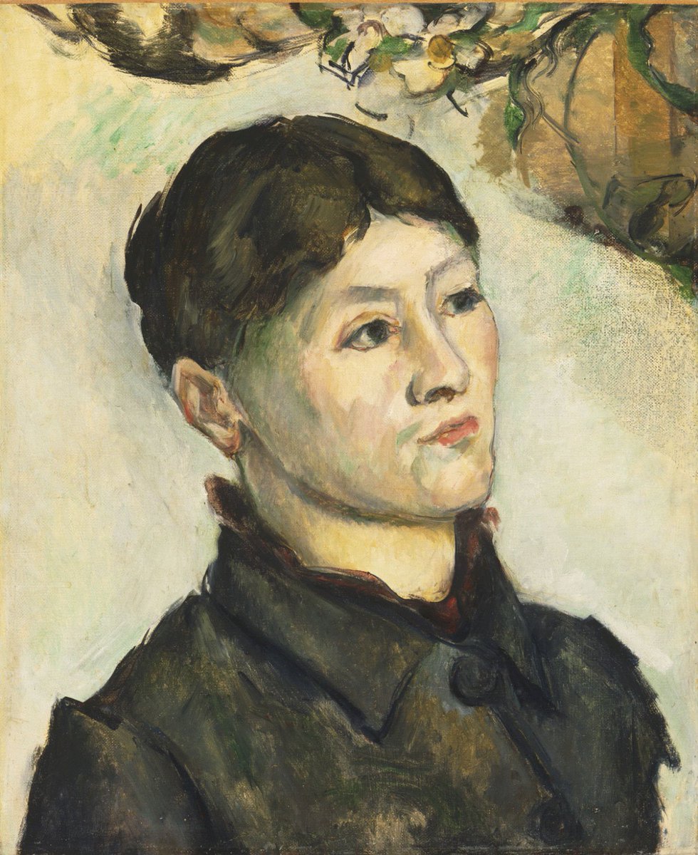 philamuseumart's tweet photo. Hortense Figuet was the subject of more than 44 paintings & drawings by #Cezanne. They met in Paris in 1869 when she began to sit for him, they had a son in 1872, & they married in 1886. See this portrait & many more in #ImpressionistsEye through 8/18. https://t.co/ndEz4hR0ps https://t.co/AbGtDbIBc1