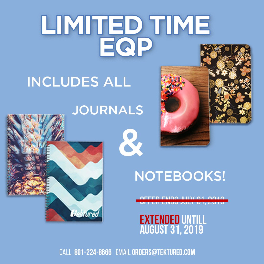 Good news! We are extending our EQP offer until the end of August. Don't wait; take advantage before the offer is gone. 

#eqp #journals #notebooks