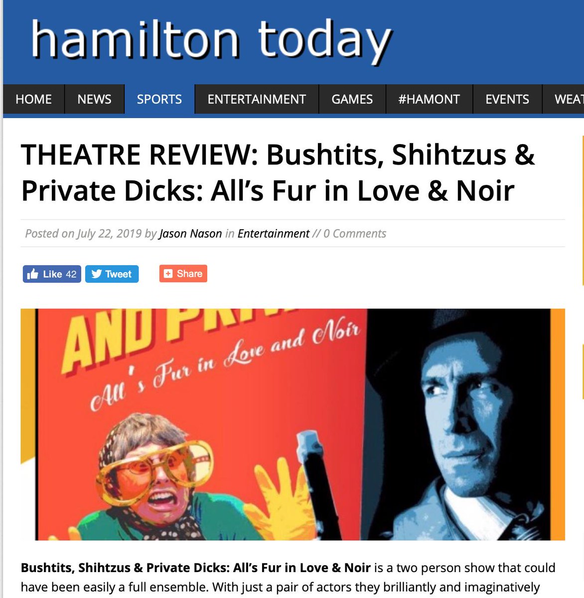 TheatricallyObs's tweet image. Have you read our Hamilton Reviews? Give them a look then come see us at 3:30pm today (SAT) or 9pm tomorrow (SUN)! Hamilton Fringe Festival #hamontfringe #bushtits #Fringe2019