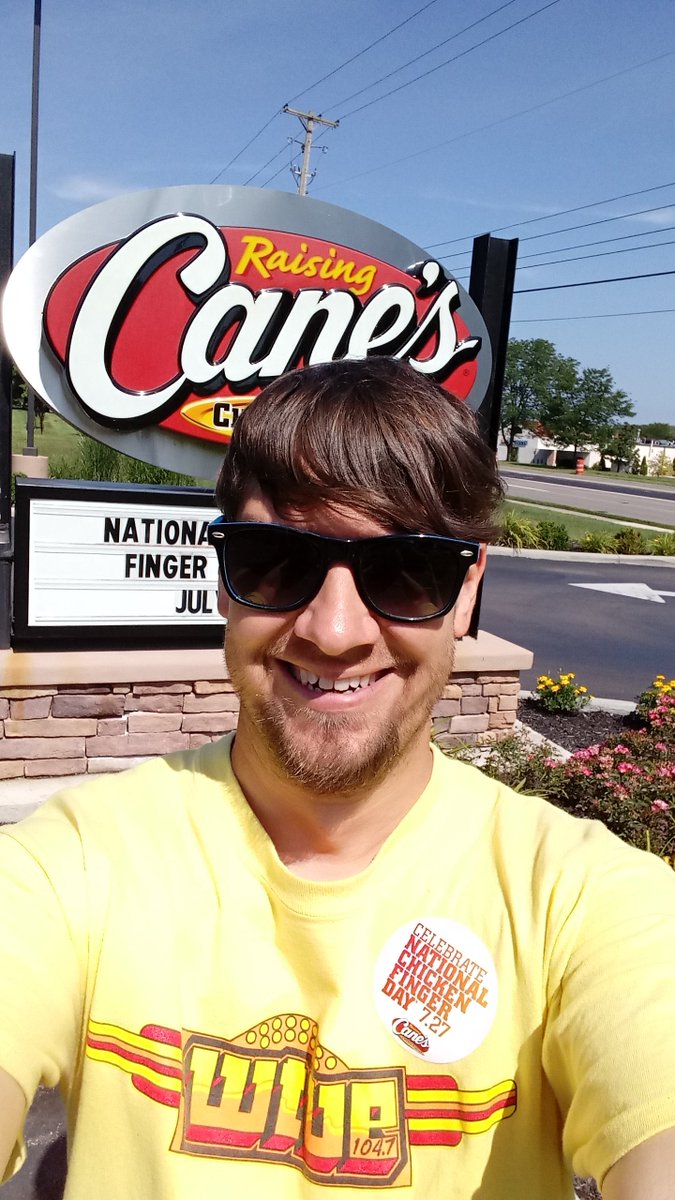 It's National Chicken Finger Day!!!  I'm at Raising Cane's on Miamisburg-Centerville road until 1pm with <a href="/wtue/">WTUE - Dayton, Ohio</a>!  Come say hi!