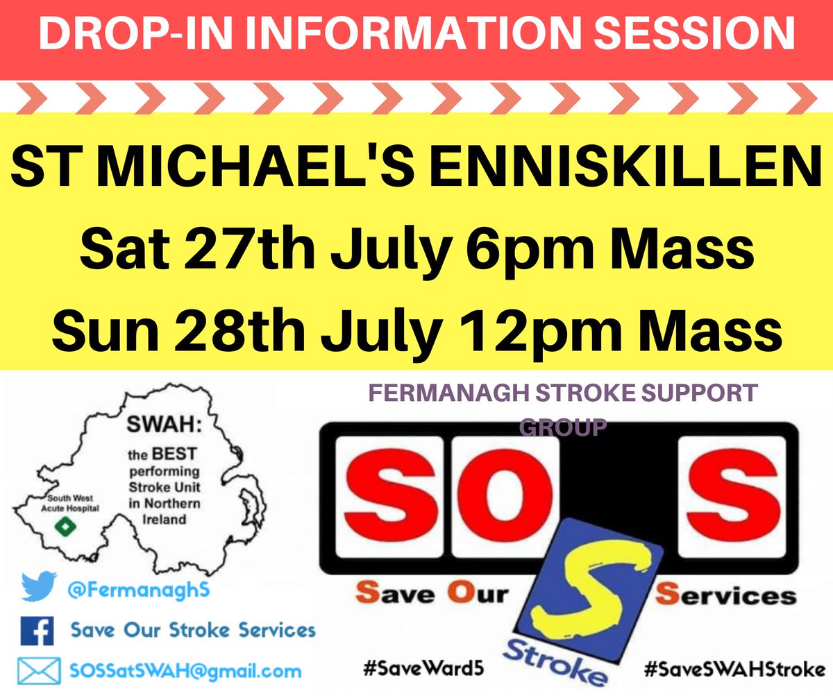 FermanaghS's tweet image. Don't forget! We're in #Enniskillen tonight and tomorrow after #mass at St Michael's. Join us to #SaveSWAHStroke #SaveWard5