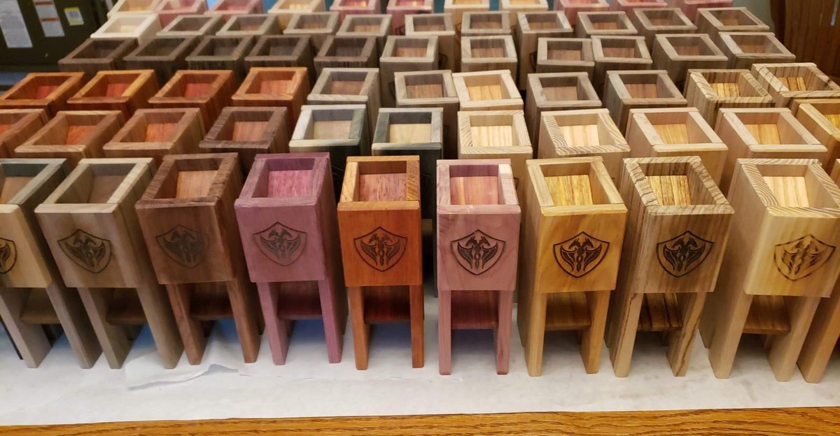 Here's a peek at the towers as they are prepared for the finishing steps!

#Dicetower #kickstarter #tabletopgaming #ttrpg #DnD #dicerolling #DnD5e #PathfinderRPG #pathfinder #shadowrun #boardgames #NomadsArmory