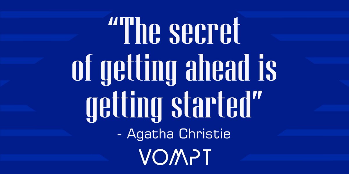 vomptPlatform's tweet photo. "The secret of getting ahead is getting started"
- Agatha Christie
#business #success #work #internet #management #projects #entrepreneur #entrepreneurship #company #projectmanager #agathachristie #quote #quoteoftheay #agathachristiequotes https://t.co/IXgFpgalXc