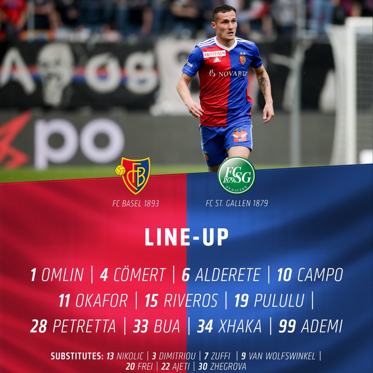 Fc Basel 1893 On Twitter Our Starting Xi For This Evening S Game Taulant Xhaka Will Captain The Team Fcbasel1893 Zammestark Fcbfcsg