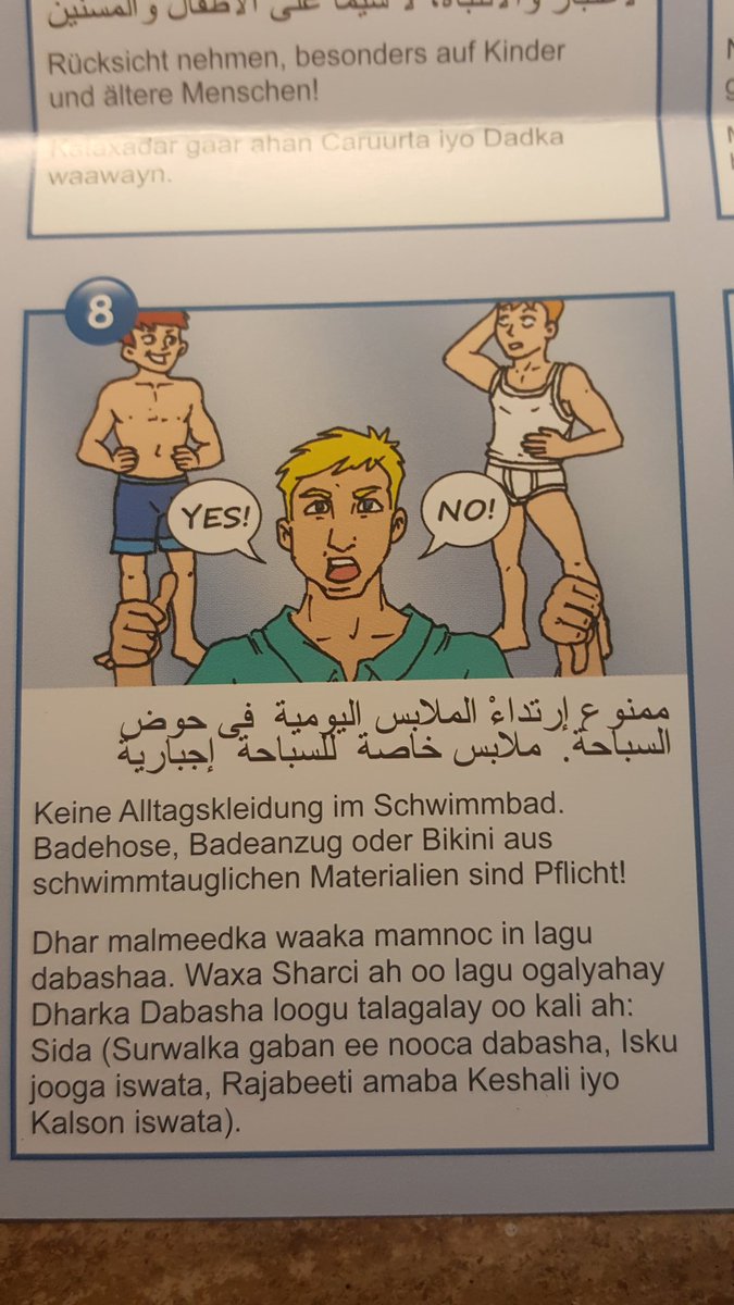 iseethings6's tweet photo. @RolandTichy In München gibt's doch auch schon Baderegel-Flyer auf Arabisch und Somali, die das "Miteinander der Kulturen" regeln sollen...von wegen #obenohne im Bad. #SWM_Muenchen #Muenchen https://t.co/pLRsslpRrR