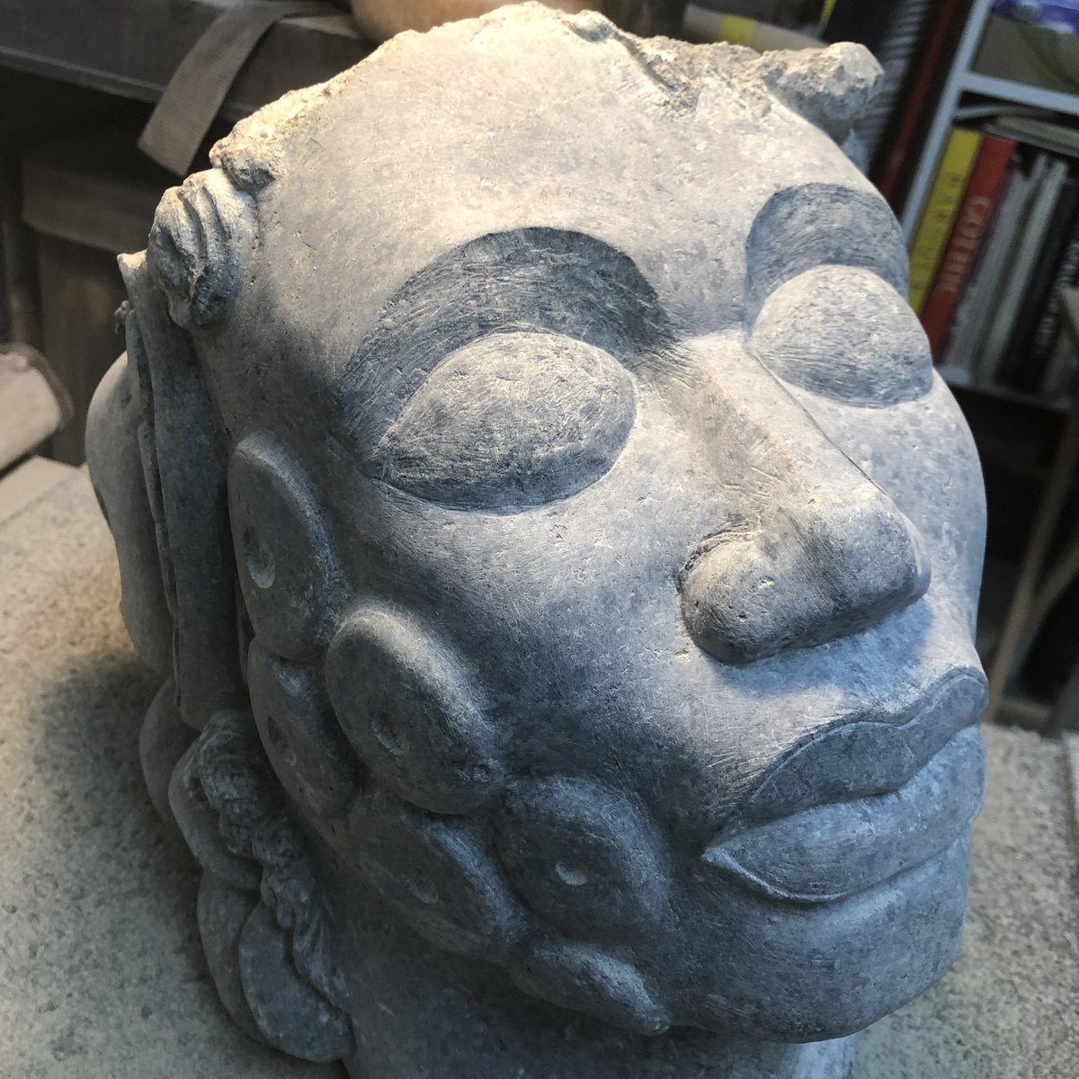 Work in progress. ‘Mami Wata’ a water spirit. Carving in Cornish soapstone.