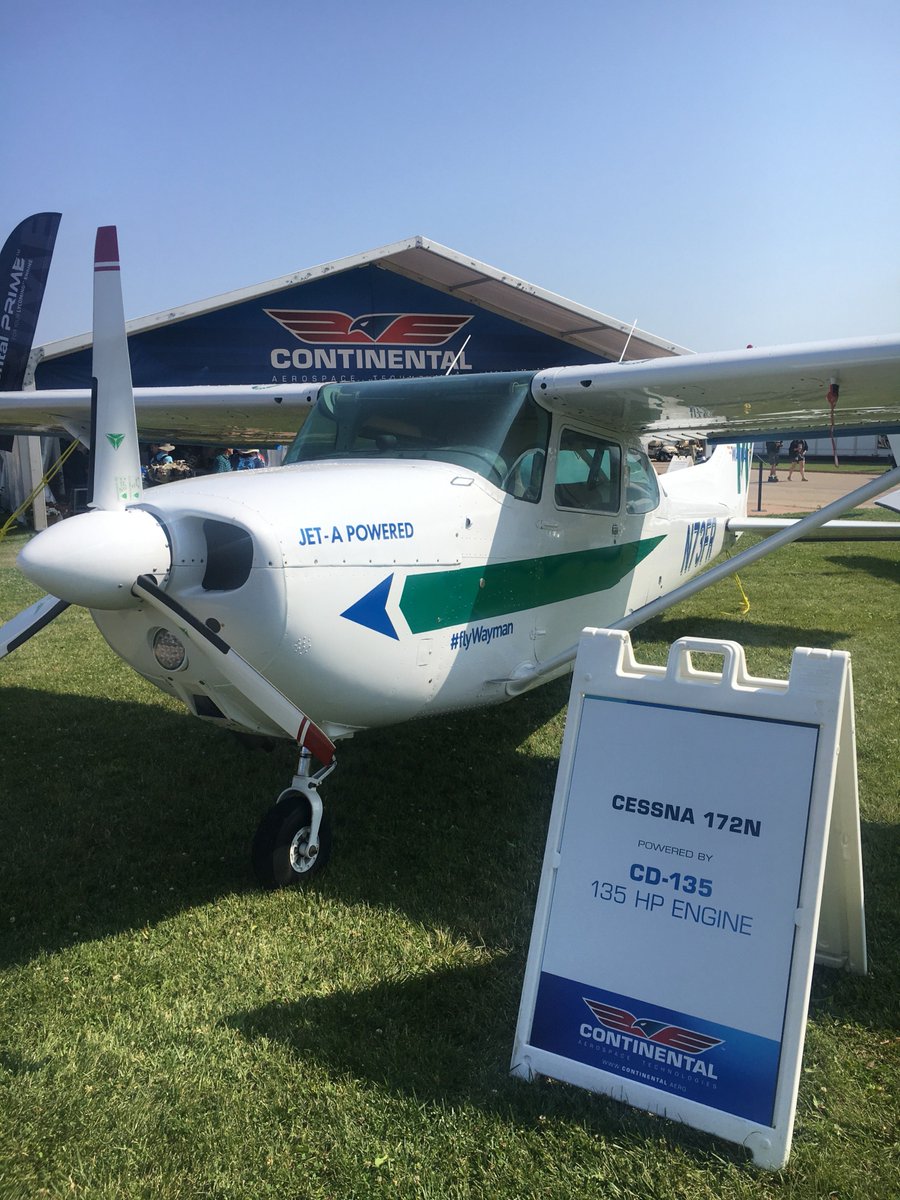 Continental_AT's tweet photo. This year, we have @WaymanAviation aircraft in our booth! This @Cessna 172N is equipped with a CD-135 Jet-A engine, and has already flown over 2100 hours! That's a great way to #FlyWayman & #FlyContinental!
#Wayman #Continental #Cessna #Cessna172 #JetA #GeneralAviation #Aviation https://t.co/k6v1idKxZk