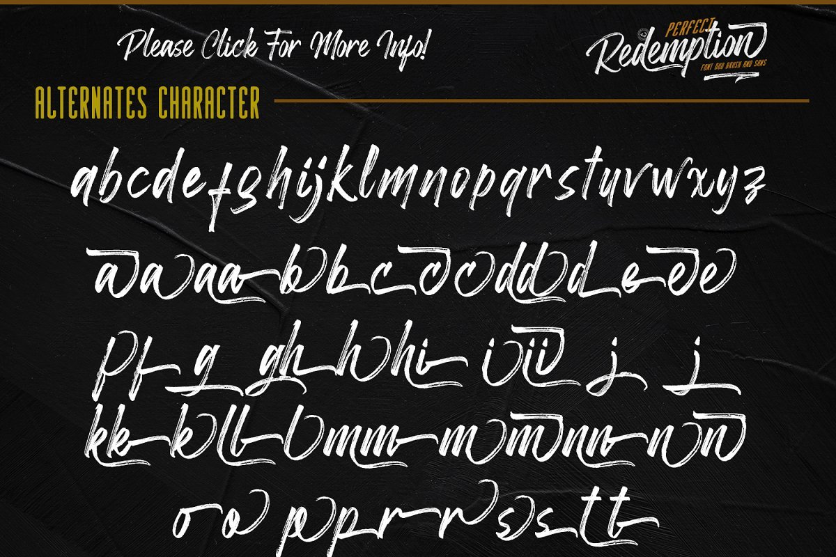 fontjournal's tweet image. Perfect Redemption - Commercial Font Duo + Extras by Din Studio. Dry Brush Cursive Script (Regular &amp;amp; Italic) #Fonts (with swashes) &amp;amp; a Sans Caps #Font. Download #FREE from Creative Market (Free Until July 28th, 2019, or so)...  w3n.us/PerfectRedempt…
