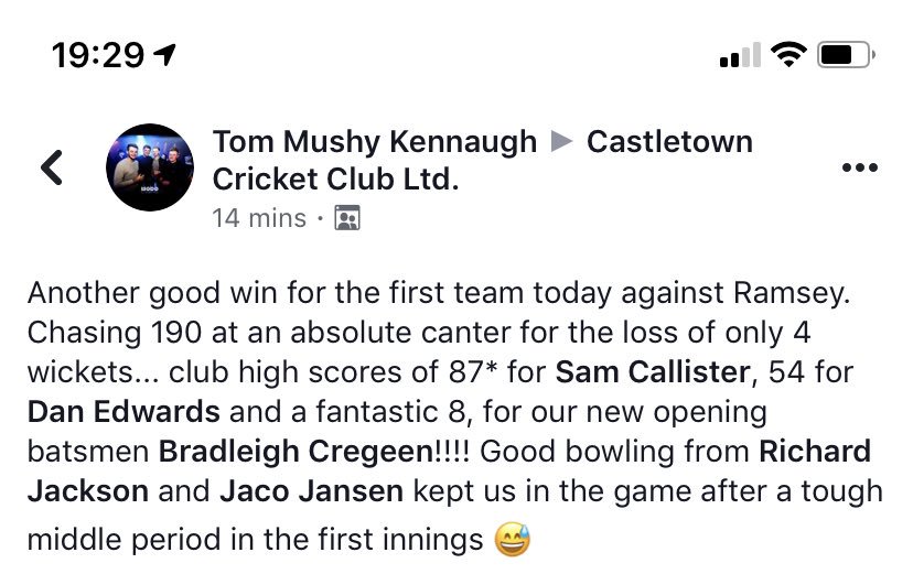 Fun fact: <a href="/Brad_Cregeen/">Bradleigh Cregeen</a> has scored more runs and has a higher average than <a href="/_JackNewbery/">Jack Newbery</a> this season.