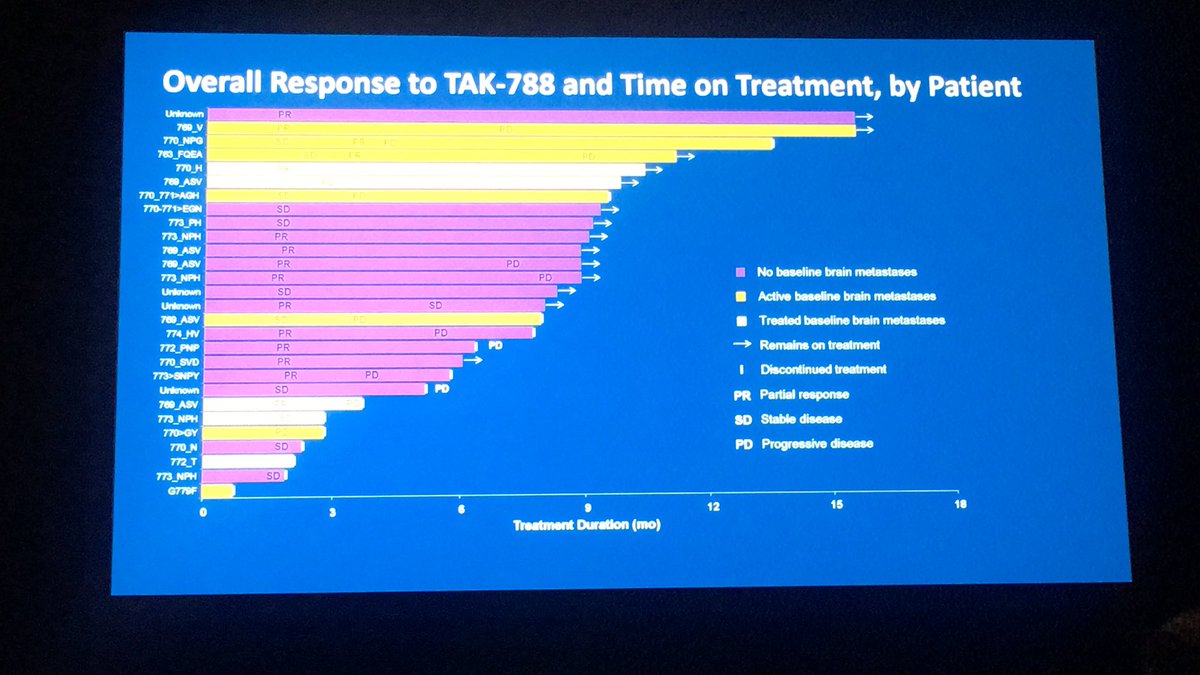 KellyMercierPh1's tweet photo. Durable responses to the TAK-788 for EGFR ex20 insertion population. This population has a % that do not respond to EGFR TKIs, so this is welcome news. @HosseinBorghaei #ilcc2019 #gotoilcc2019 #lungcancer #ngs https://t.co/9xZKXIYHfN