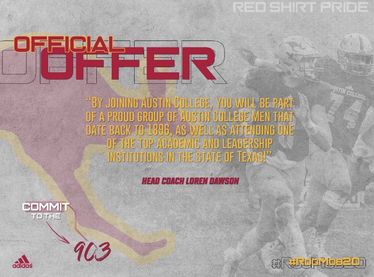 CaulinPrince's tweet photo. After a great talk with Coach Dawson from Austin College I’m very honored and blessed to receive a official offer  #AGTG https://t.co/mbKrfVKkdK