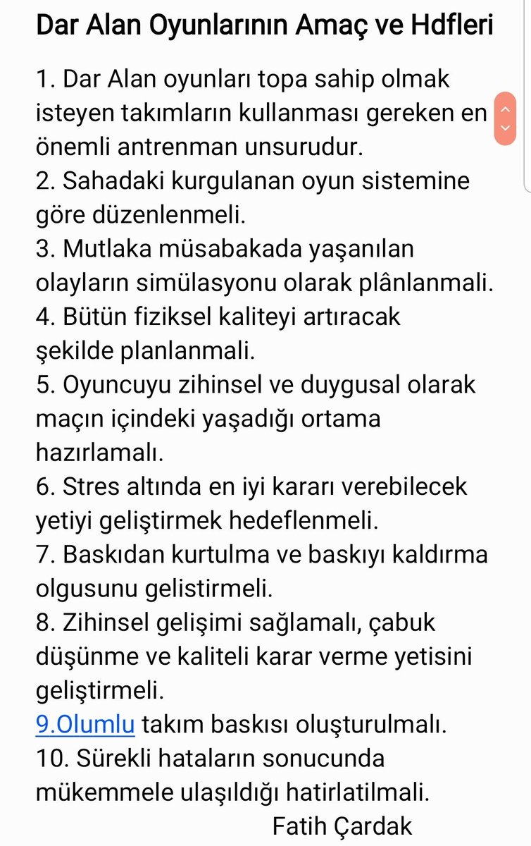 Notlarımda ne yazdığını merak eden arkadaşlar için paylaşayım dedim. 
Dar Alan Oyunlarının Antranmadaki amaç ve Hedefleri üzerine. #smallsidedgames #soccer #football #game #futbol #daralanoyunları #training