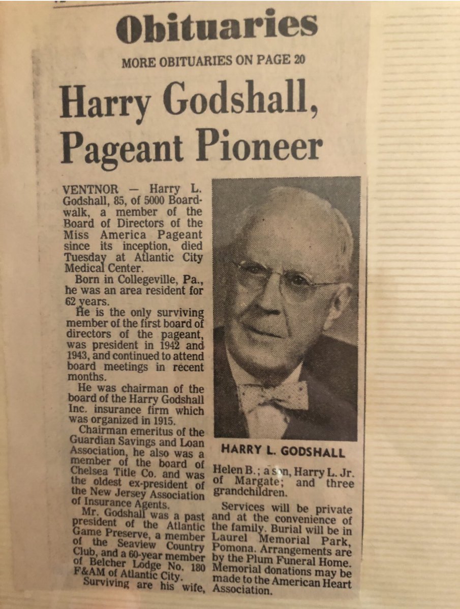 SykesStyle's tweet photo. My great-grandfather founded the #MissAmericaPageant to spark tourism to #AtlanticCity after Labor Day; it’s unfortunate it has become the victim of PC media, mismanagement & scandal but 🙏 for what Harry Godshall accomplished for the city. #DoAC @GretchenCarlson @MissAmerica https://t.co/ehqejhNlC7