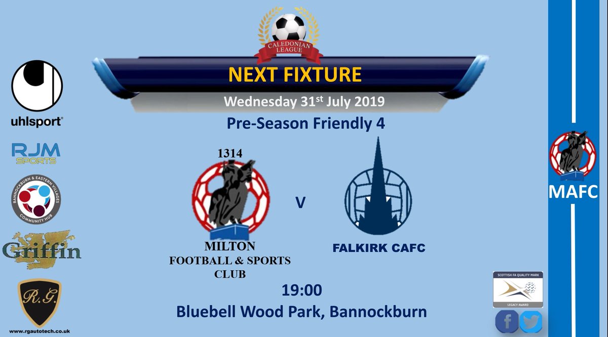 Next game for the Amateurs is Friendly no.4 against local central scottish side Falkirk AFC
<a href="/Scottish_AFF/">AmateurFixturesResultsSCO</a> <a href="/ScotAmFA/">Scottish Amateur FA</a>