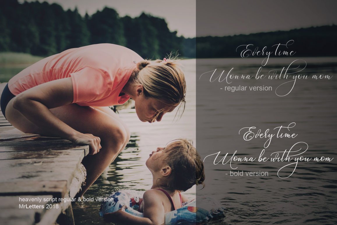 fontjournal's tweet image. Heavenly by Mr. Letters - $1 Fancy Formal Modern Calligraphy Script #Typeface. Commercial #font family of Regular, Bold, Italic, Italic Bold. ONLY $1 USD while Super #Sale inventory lasts at Crella. I grabbed mine! Go get yours...  w3n.us/Heavenly