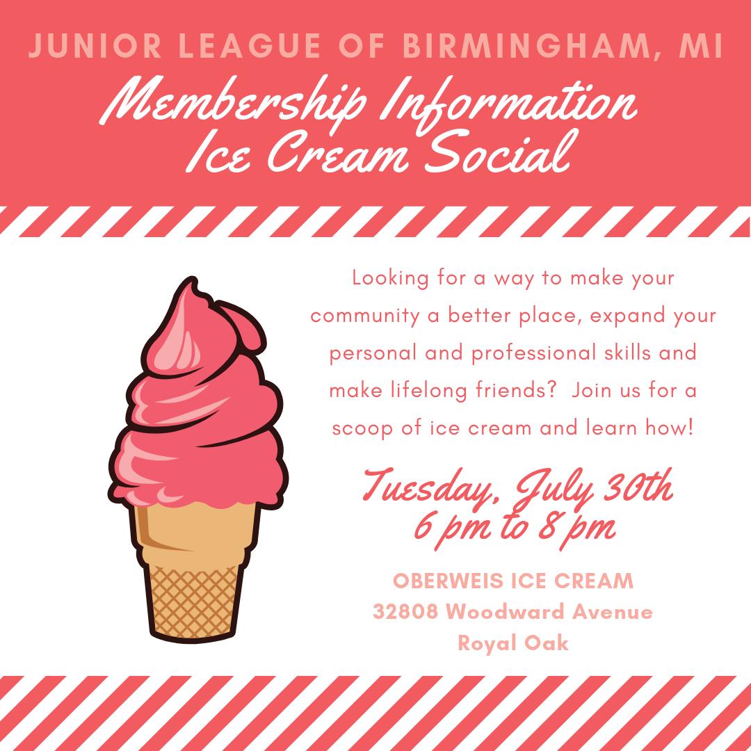 JLBMichInc's tweet photo. Interesting in learning more about the Junior League of Birmingham but not sure about who can watch your kids? Bring them for a scoop of ice cream and we will provide some activities for them to do while you chat with us! #jlbmich #whyijlb https://t.co/NTlDQFBrOz