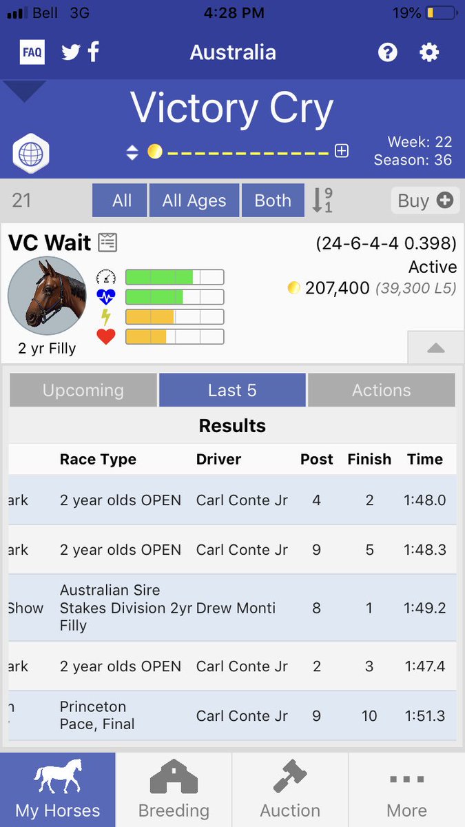 It will take 20 to post her. Green0 huge speed. Timed recently in 48.0 and 47.4 AndPacing