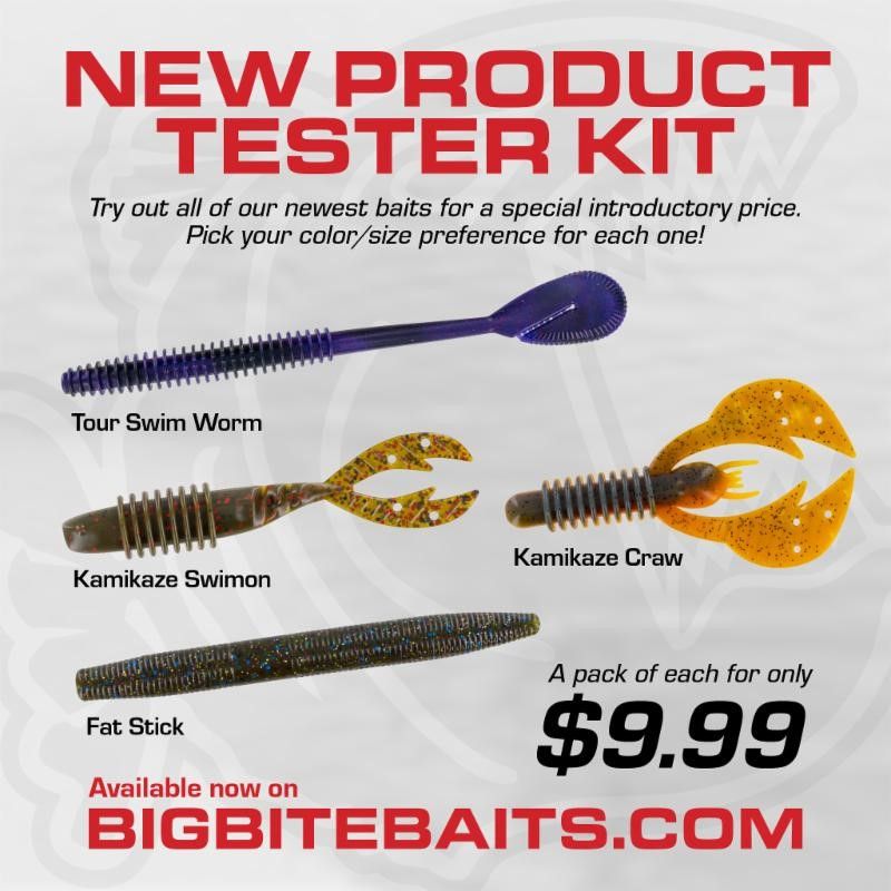 CollegiateBass's tweet image. Check out @BigBiteBaits New Product Tester Kit! #BigBiteBaits #TesterKit #wearecollegiatebass buff.ly/2LFtAuZ