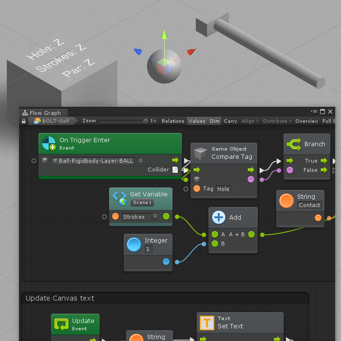 PixAfterPix's tweet photo. Integrating some #Bolt ⚡ with #VR. Starting with a little greybox #golf ⛳ in #unity3d. Similar to Blueprints in #Unreal. Both great #VisualScripting! 🙂

#gamedev #indiegame #indiedev #indiegames #madewithunity #ue4 #VRgaming @ludiq_io #MadeWithBolt #screenshotsaturday https://t.co/pyjJowgIIN