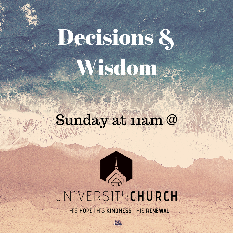 UniversityChrch's tweet photo. All are welcome at University Church! Join us for free coffee &amp; donuts, heartfelt worship, and the Word of God! Service starts at 11am. See you there! #universitychurch #decisions #wisdom #whattodo https://t.co/WkXzpjvDeD