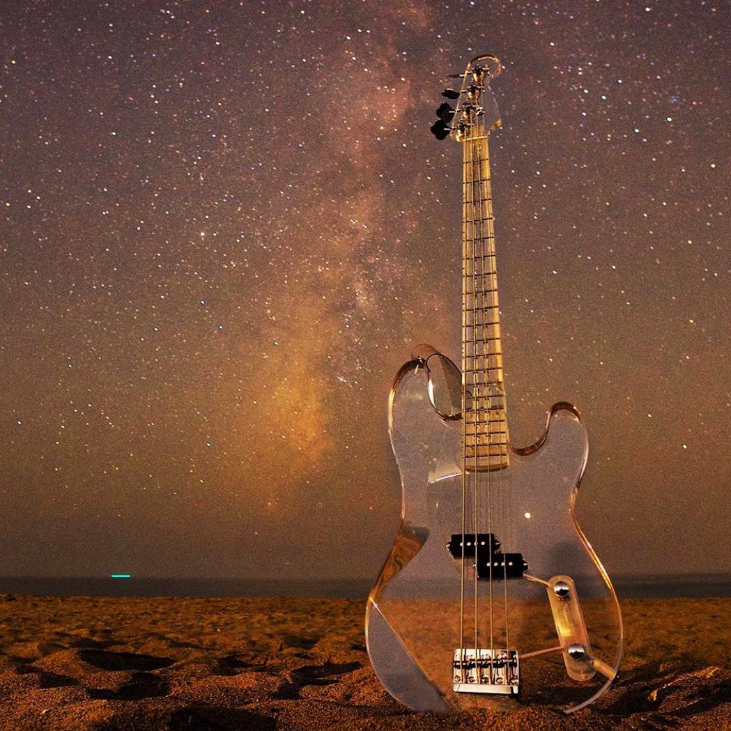 A beautiful shot of a clear Precision Bass and the Milky Way taken by @martyobrien.