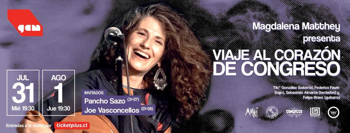 Dado que la <a href="/magdamatthey/">Magdalena Matthey</a> no se aplica mucho en twitter, se los cuento yo: esta semana hay dos tremendos conciertos en el <a href="/centroGAM/">Centro GAM</a>, presentando el disco Viaje al Corazón de Congreso