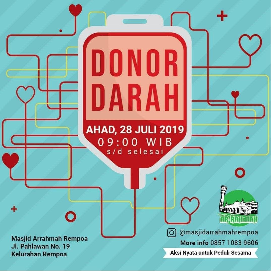 #INFO #DonDar #TangerangSelatan | 28 Juli 2019 | 09.00. - 12.00 | Masjid Arrahmah Rempoa, Jalan Pahlawan No.19, Rempoa | bit.ly/Chatme08571083… 
 | 
cc <a href="/BFLTangerang/">BFLChapter Tangerang</a> <a href="/VikingTNG/">𝖛𝖎𝖙𝖆𝖓𝖌𝖇𝖔𝖞𝖘</a> <a href="/DaerahTangerang/">Daerah Tangerang</a> @infotangsel @kabar_tangsel @kota_tangerang @pemkabtangerang