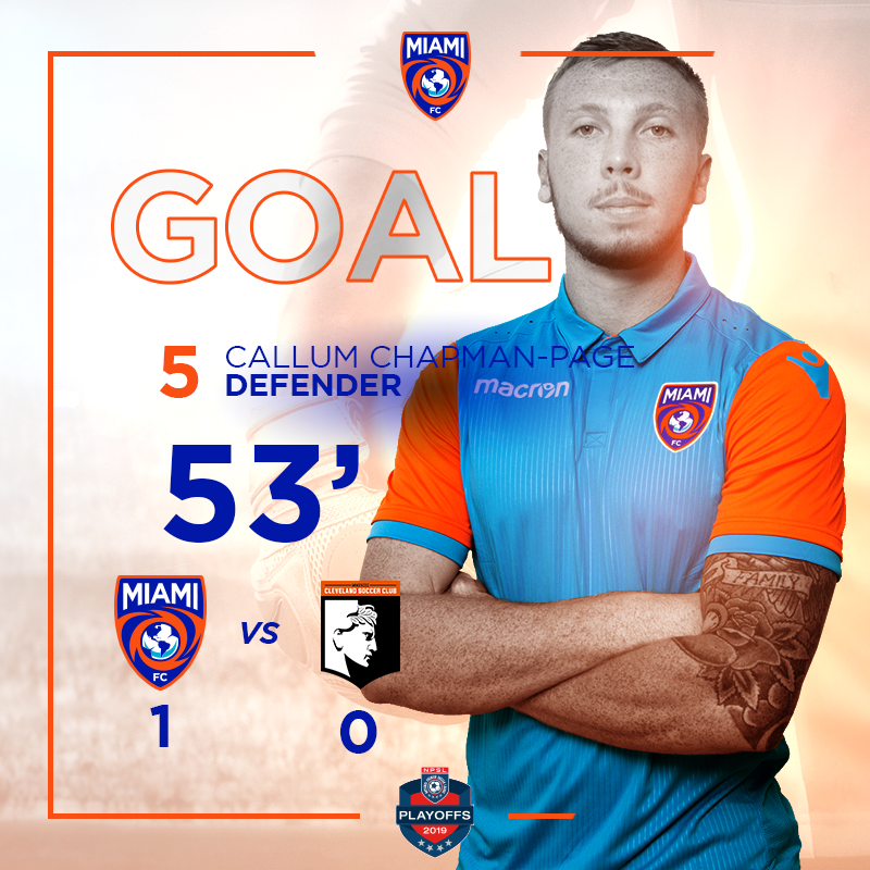 TheMiamiFC's tweet photo. 53’ – GOAL!!! Martínez whips in a corner that is meet by the head of Chapman-Page and buried into the back of the net!!! #VamosMiami #DefendTheCups #MIAxCLE 1-0 https://t.co/KdHfFfglh0