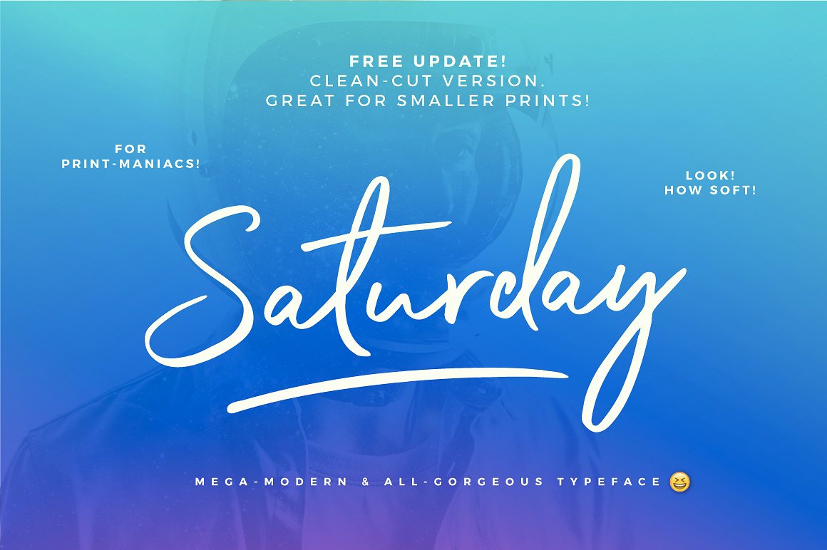 fontjournal's tweet image. &apos;The Saturday&apos; Typeface by Mats-Peter Forss. $1 USD commercial font in grunge or clean. Brushed cursive script fonts. #FontFamily is ONLY $1 USD at Crella until the Super Deals sale inventory is gone.  I got mine!  Get yours...  w3n.us/TheSaturday